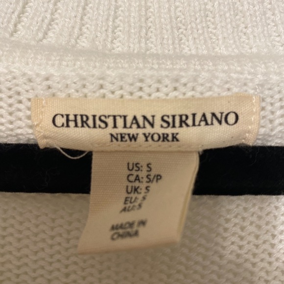 CHRISTIAN SIRIANO Striped Pullover Sweater Jumper Ivory Green V-neck NEW - Picture 5 of 6